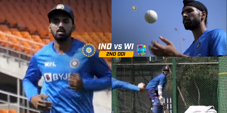 IND vs WI 2nd ODI: दूसरे वनडे के लिए Team India ने कसी कमर, प्रैक्टिस के दौरान Coach Rahul Dravid ने गेंदबाजी की Vice Captain KL Rahul