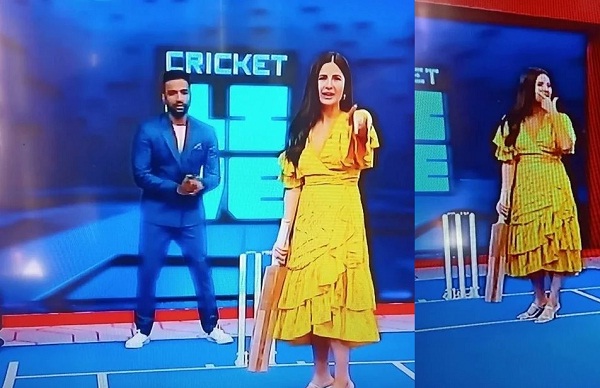 Kaitrina Kaif Facing Harbhajan Singh at Star Sport Set