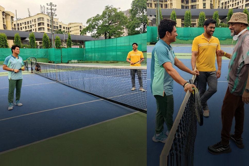 Tendulkar Dhoni Reunion: सचिन तेंदुलकर-एमएस धोनी के बीच हुआ टेनिस मैच, देखें फोटो: Check OUT