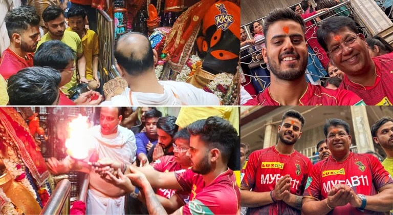 IPL 2023: कप्तान बनने के बाद कालीघाट मंदिर में दर्शन के लिए पहुंचे Nitish Rana, देखें फोटो
